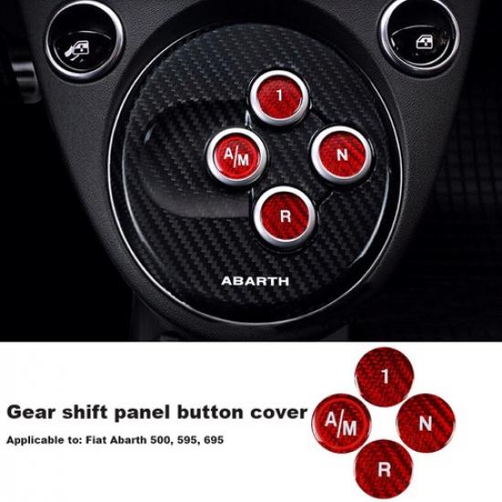 Real Carbon Fiber Car Center Gear Shift Button Sticker For Fiat Abarth 595 695