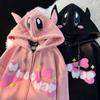 Толстовки с вышивкой Harajuku Devil, женские японские милые уличные толстовки с героями мультфильмов, свободная толстовка для пар, толстовка на молнии для пар, готическая одежда Y2k