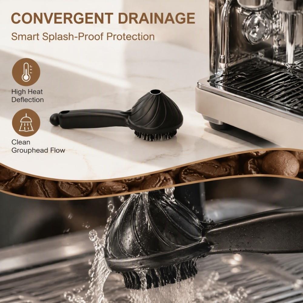 Curved Head Coffee Machine Cleaning Brush Nylon Bristle Nylon Bristle Brush For Grouphead Washing