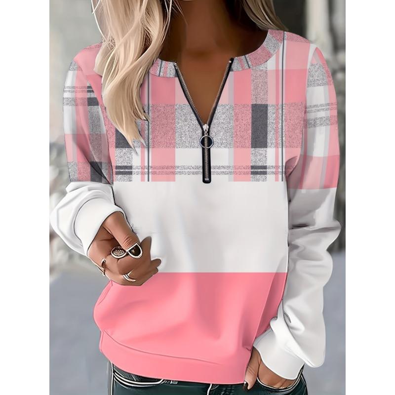 Zipper Long Sleeve Sweatshirt Women'S Printed Hooded Top