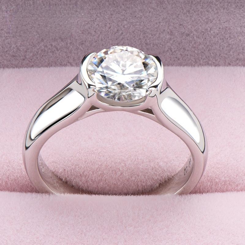 Bague Ringen Настоящие обручальные кольца с муассанитом 2 карата D цвета для женщин, цвет белого золота, 100% стерлинговое серебро 925 пробы, свадебные ювелирные украшения