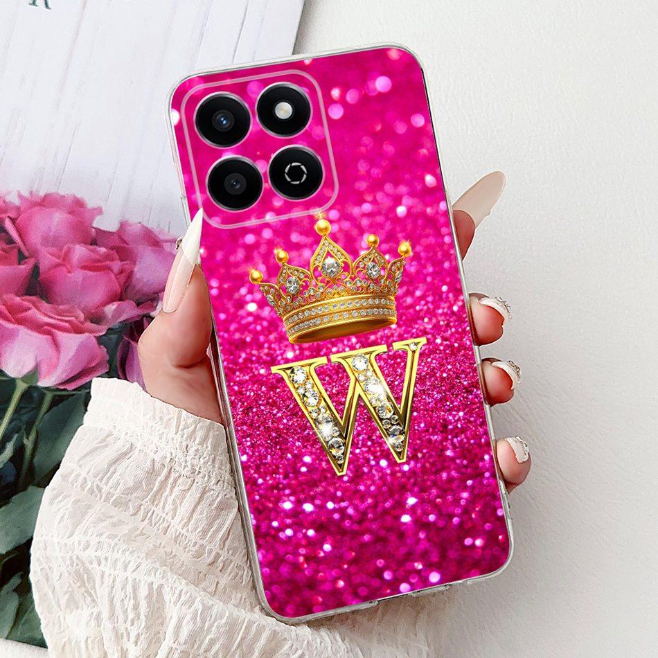 Модный Чехол-Корона с Буквой для Honor X7c Для HonorX7c X 7C 4G Мягкий Силиконовый TPU Чехлы