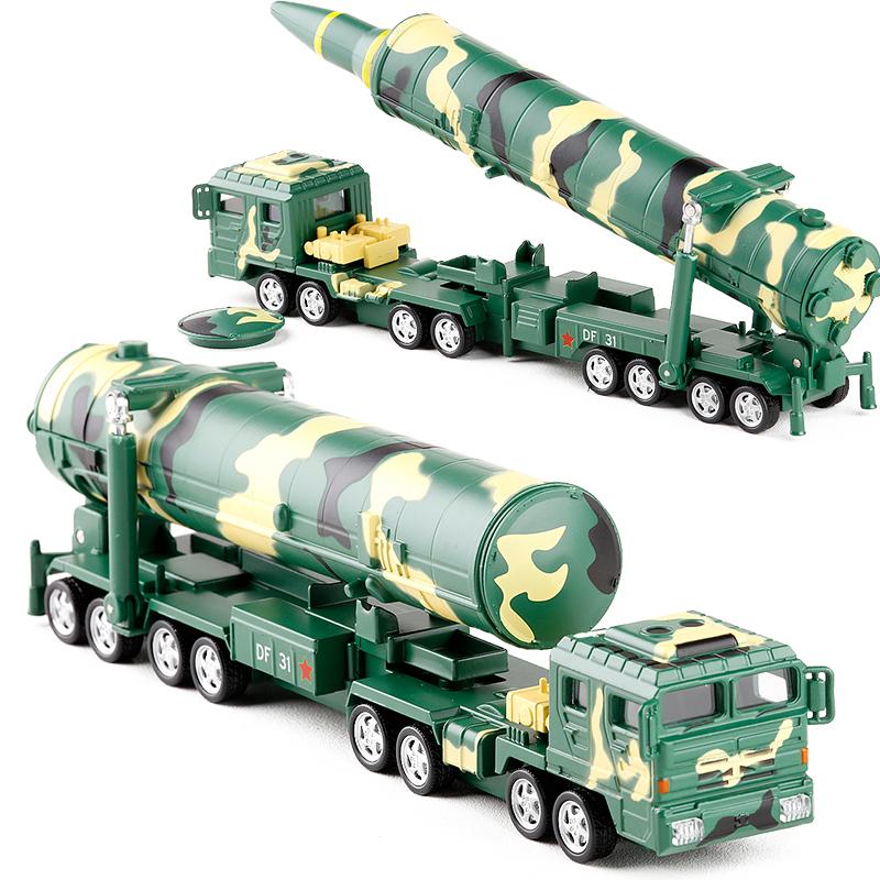 Масштаб 1/64, китайская ракета-пусковая машина для межконтинентальной ракеты DF-31A, литая под давлением модель игрушки, автомобиль со звуком и светом для детей, коллекция для малышей