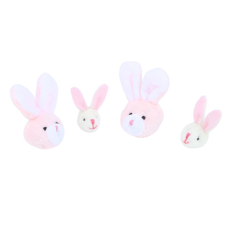 Mini Cute Bunny Head Plush Dolls 5Pcs Fluffy Rabbit Ornaments for DIY Scrapbooking Brooch Making Craft Decor Supplies