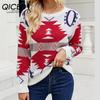 Contrast Color Women's Knitwear Autumn Winter Christmas Long Sleeve Sweater Women