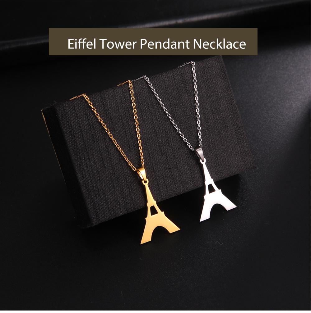 Cazador New France Paris Eiffel Tower Gold Color Pendant Necklaces for Women Stainless Steel Chain on the Neck Jewelry Wholesale