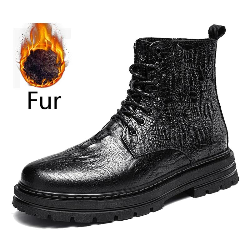 Модные мужские ботинки челси из высококачественной потрескавшейся кожи, зимние плюшевые ботильоны, дизайнерская роскошная повседневная деловая формальная обувь с высоким верхом