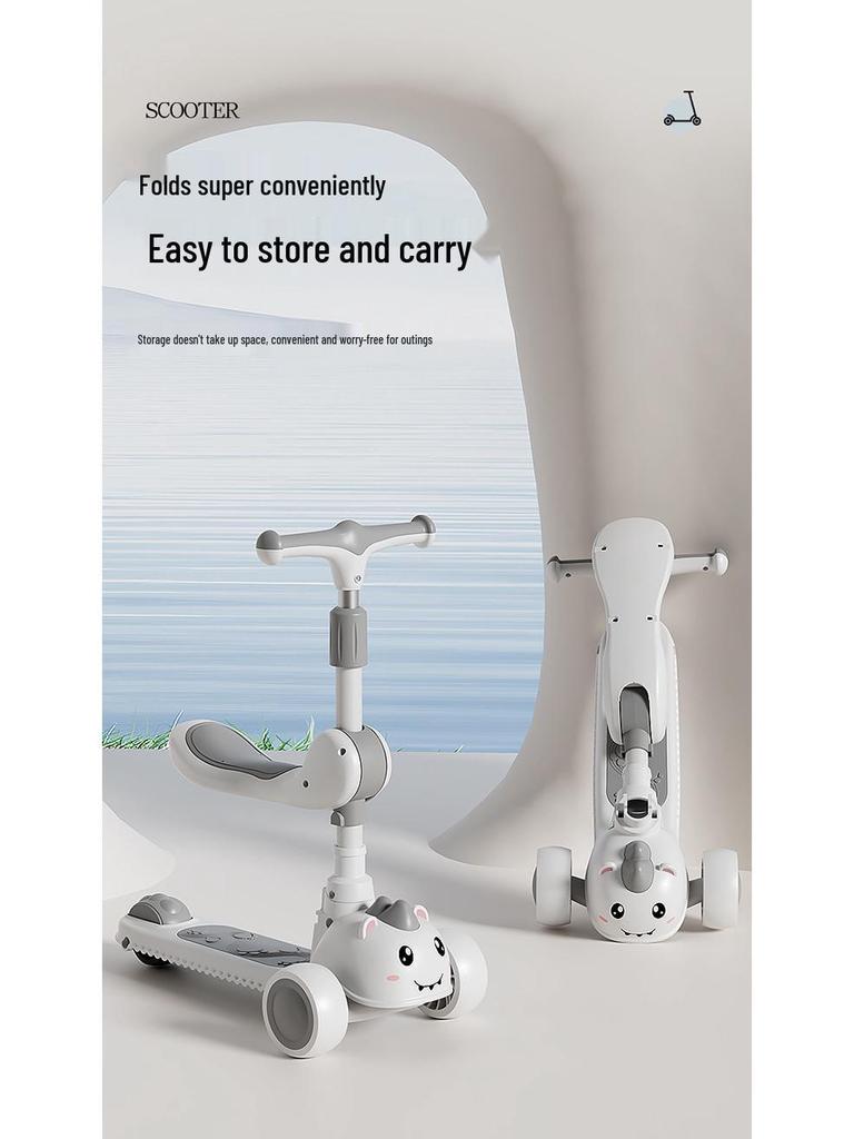 Детский складной самокат - Возраст 2-10 лет, для мальчиков и девочек