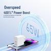 Быстрое зарядное устройство GaN с двумя портами USB-C мощностью 65 Вт для ноутбука и телефона