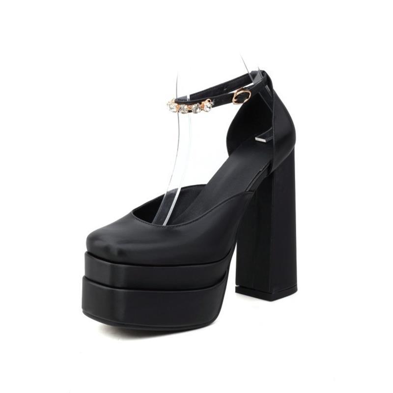 Женские пикантные женские босоножки на высоком каблуке с пряжкой и квадратным носком на платформе