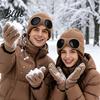 Мягкая зимняя шапка на флисовой подкладке, 2 шт., шапки с очками, теплая вязаная, снегозащитная, для активного отдыха, велоспорта, ветрозащитные, лыжные шапки для мужчин, женщин, туризма, защитные