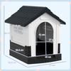 Plastic Dog Kennel, 3 Windows, Raised Base, Sloping Roof, 64.5 x 57 x 66 cm, Dark Grey