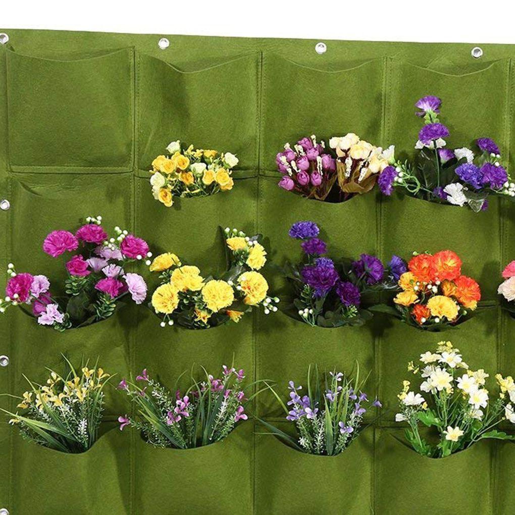 Вертикальный мешок для посадки цветов, нетканый мешок для выращивания, 64 кармана, настенный садовый горшок - черный