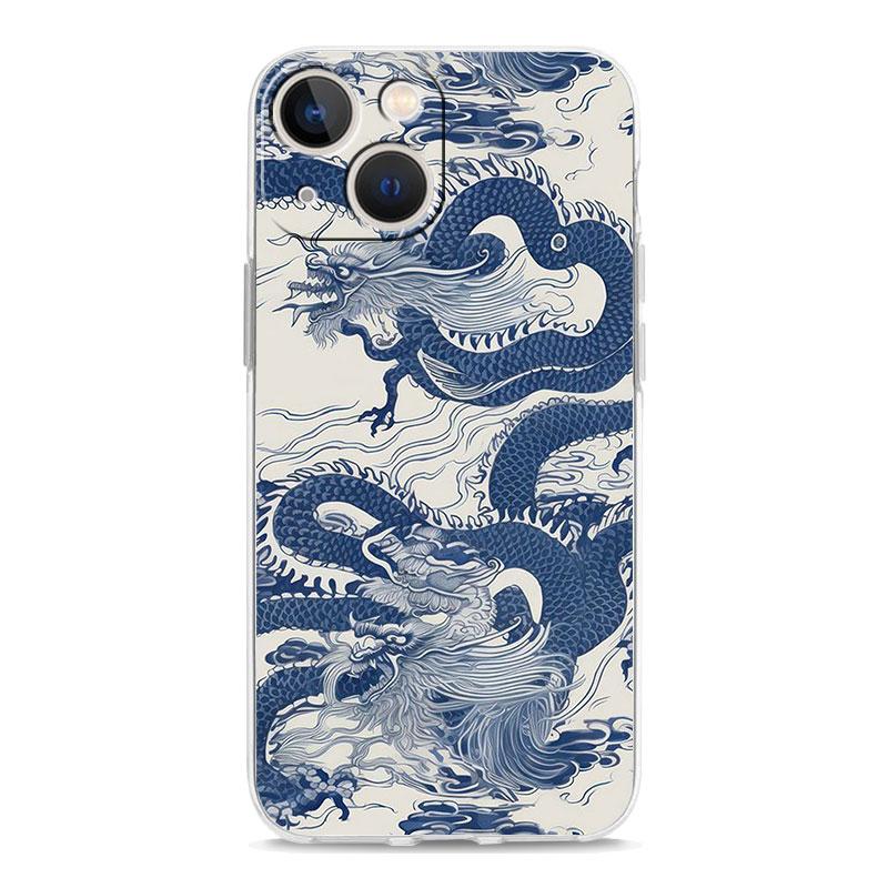 Чехол для телефона iPhone 17 Air Cases iPhone 16 15 12 13 14 Pro Max SE 7 8 Plus iPhone11 Прозрачный Мягкий Чехол Дракон