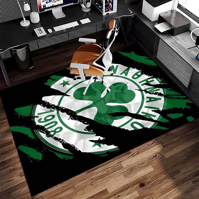 1pc Panathinaikos FC Print Area Rug - Soft,Washable Non-Slip Indoor Mat for Office Chairs,Living Room,Home Office Decorative Rug