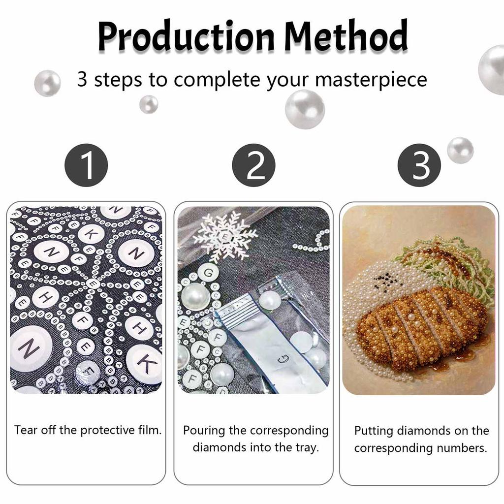 Japanese Tonkatsu Curry Rice Pearl and Diamond Painting Art Kit DIY Gemstone Beading Craft Kit Home Wall Decoration