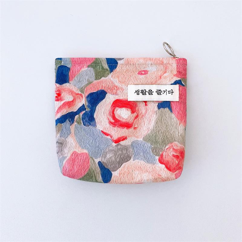 Mini Cotton Floral Organizer Bags for Women Bag Small Fabric Cosmetic Make Up Bag Little Purse Coin Pouch Children Cosmetic Case