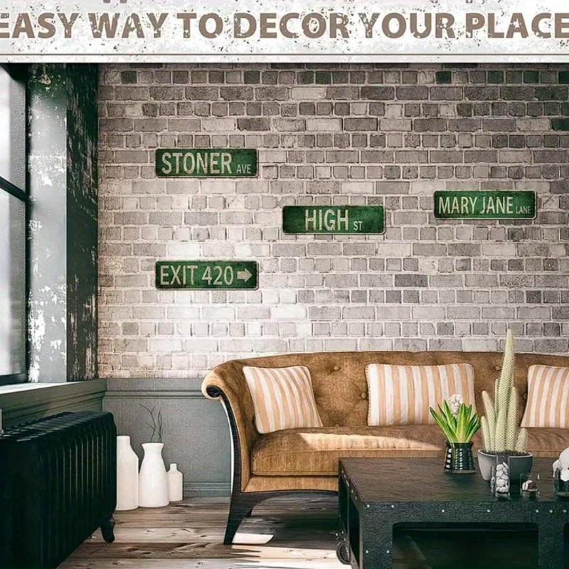 Metal Tin Sign (4''x16''/10cm*40cm), "4 Street Signs of Avenue/Exit 420/Mary Jane Lane/High Street" Vintage Plaque Decor, Home Decor, Room Decor