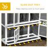 Wooden Rabbit Hutch, Two-Tier Guinea Pig Cage, with Removable Tray, Wheels