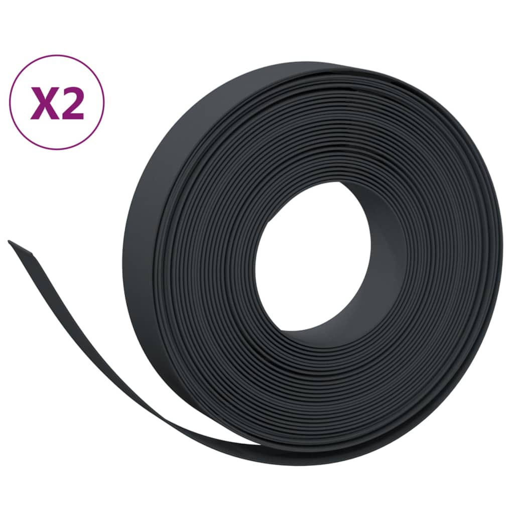 Vidaxl Obrzeża Ogrodowe, 2 Szt., Czarne, 10 M, 10 Cm, Polietylen