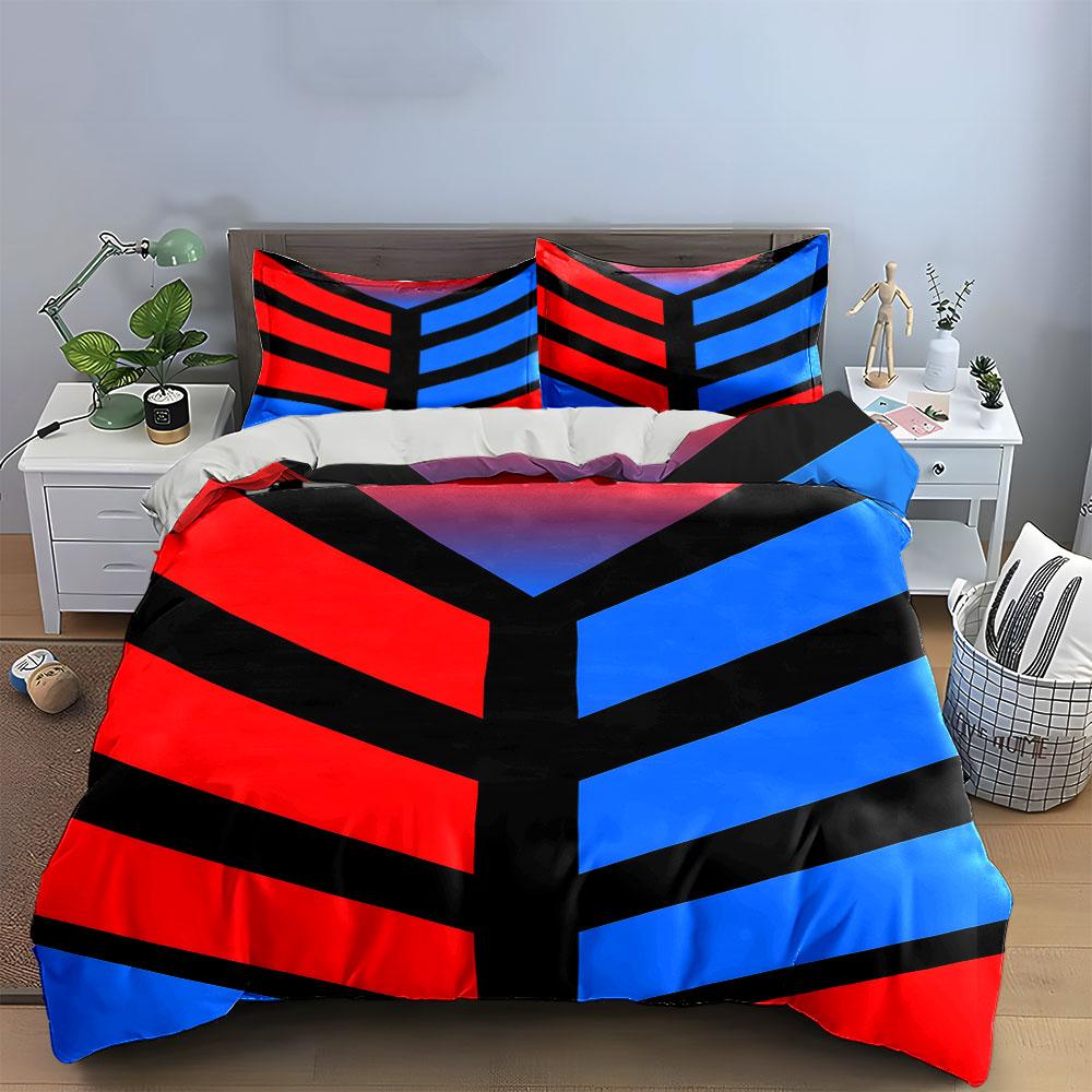 Red and blue chevrons. Bedding sets Duvet cover sets Duvet covers Pillowcases(1*Duvet Cover 2*Pillowcases without duvet insert)