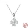 S925 Sterling Silver Lucky Four-leaf Clover Pendant Necklace Hollow Heart Leaf Neck Chain for Women Valentine's Day Gift
