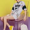 Puma Повседневное спортивное платье с цветочным принтом, V-образным вырезом и коротким рукавом, женское платье, белое 597464-02