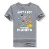 Футболка Just A Boy Who Love Planets Solar System Astrology Space Футболка Planets-Lover Nerd с графическим принтом Забавные топы с изображением ученого-физика