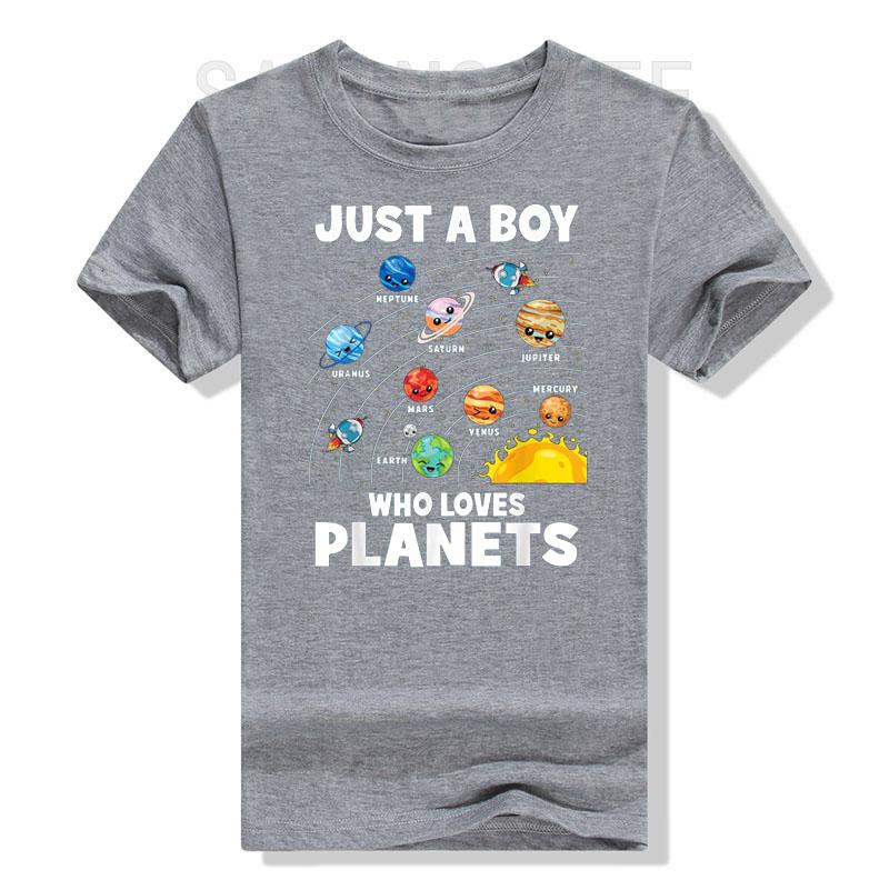 Футболка Just A Boy Who Love Planets Solar System Astrology Space Футболка Planets-Lover Nerd с графическим принтом Забавные топы с изображением ученого-физика