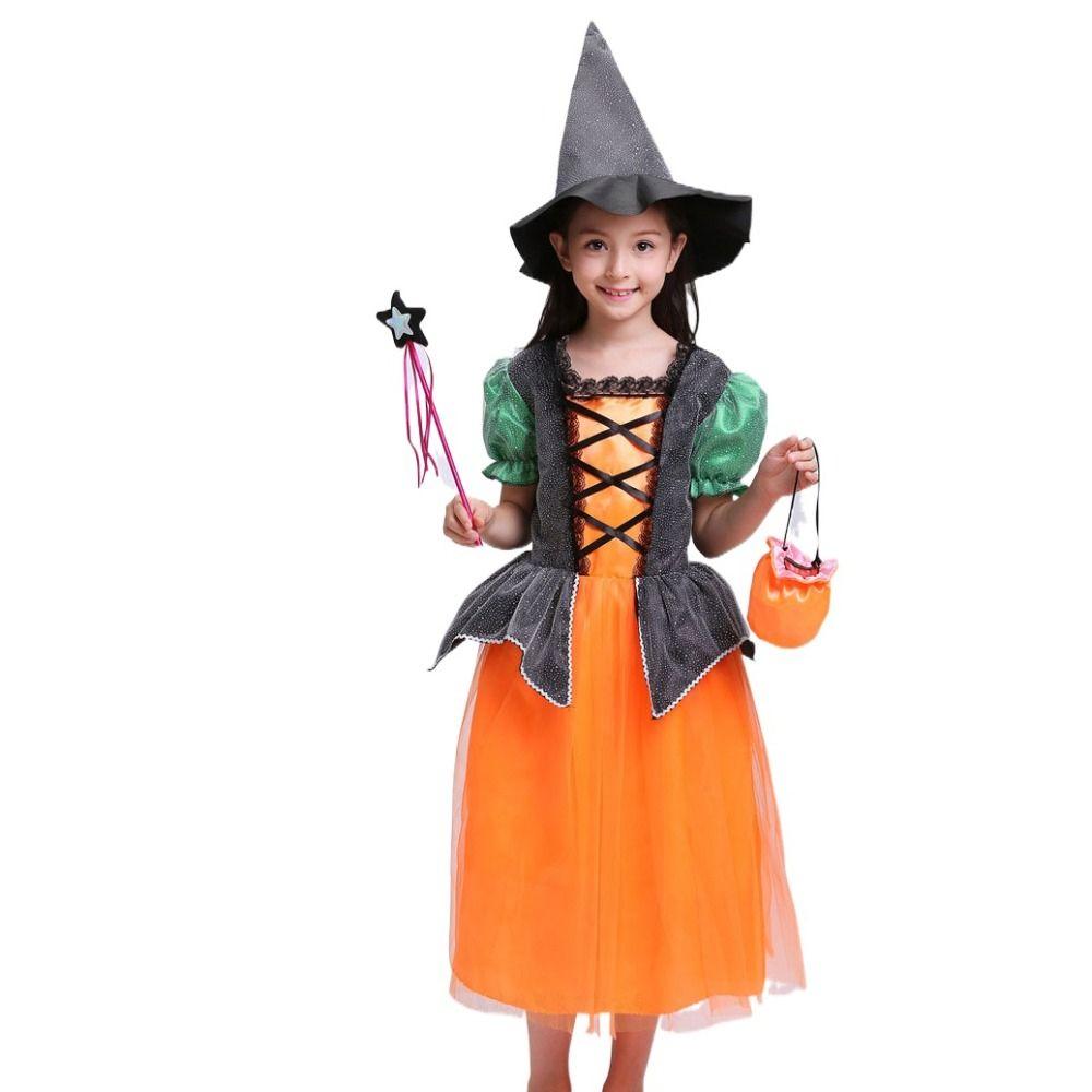 Clothes Halloween Witch Costume Glittery Mesh Dress Kid's Halloween Costume  Festival Party