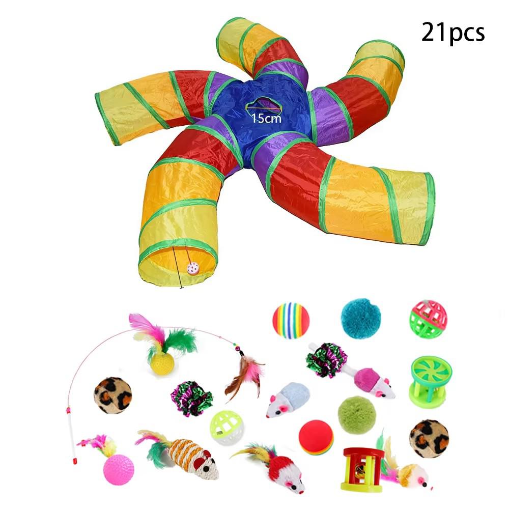 Rainbow Cat Tunnel Collapsible Pet Play Tube Interactive Hide And Seek Toy For Kitten Puppy Puzzle Exercise Agility Outdoor