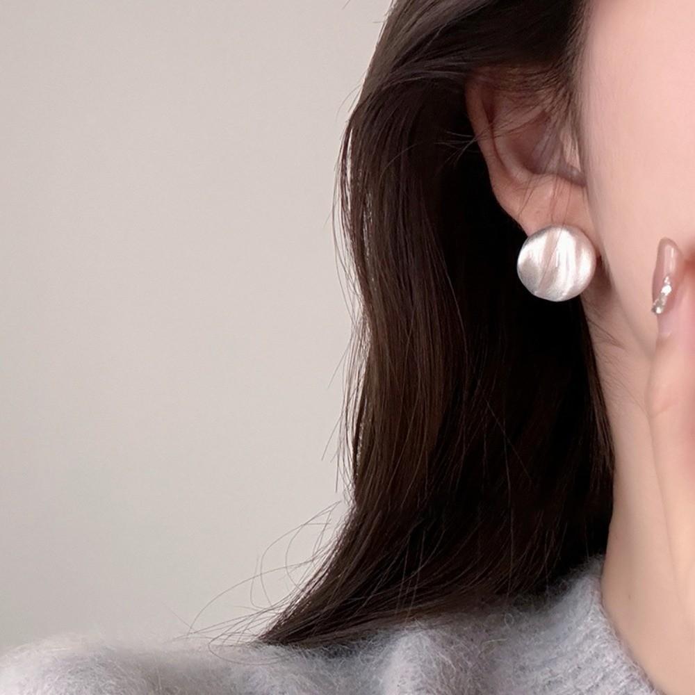 1 pair Ear Jewelry Irregular Geometry Earrings Waterproof Silver Circle Ear Buckles Daily