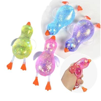 Glitter Duck Squeeze Toy Soft TPR Slow Rebound Ball Novelty Maltose Pinch Toy Xmas Gift