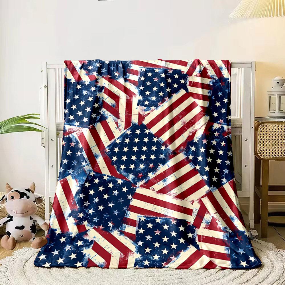 Distressed American Flag Plush Blanket bedroom Blanket for Livingroom Couch lunch break Soft throw for Friend's festival Gift