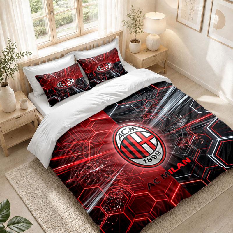 Комплект постельного белья 1 пододеяльник 2 наволочки Принт AC Milan Спальня Домашний декор