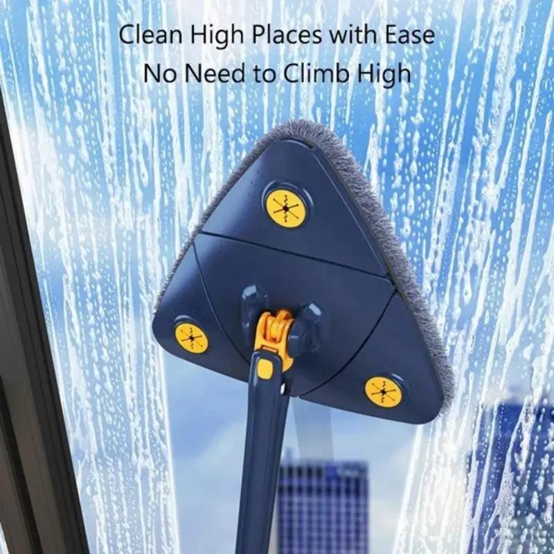 Регулируемый набор треугольных швабр, вращение на 360 градусов, подходит для различных видов домашней уборки и может использоваться на стенах и стеклянных поверхностях.