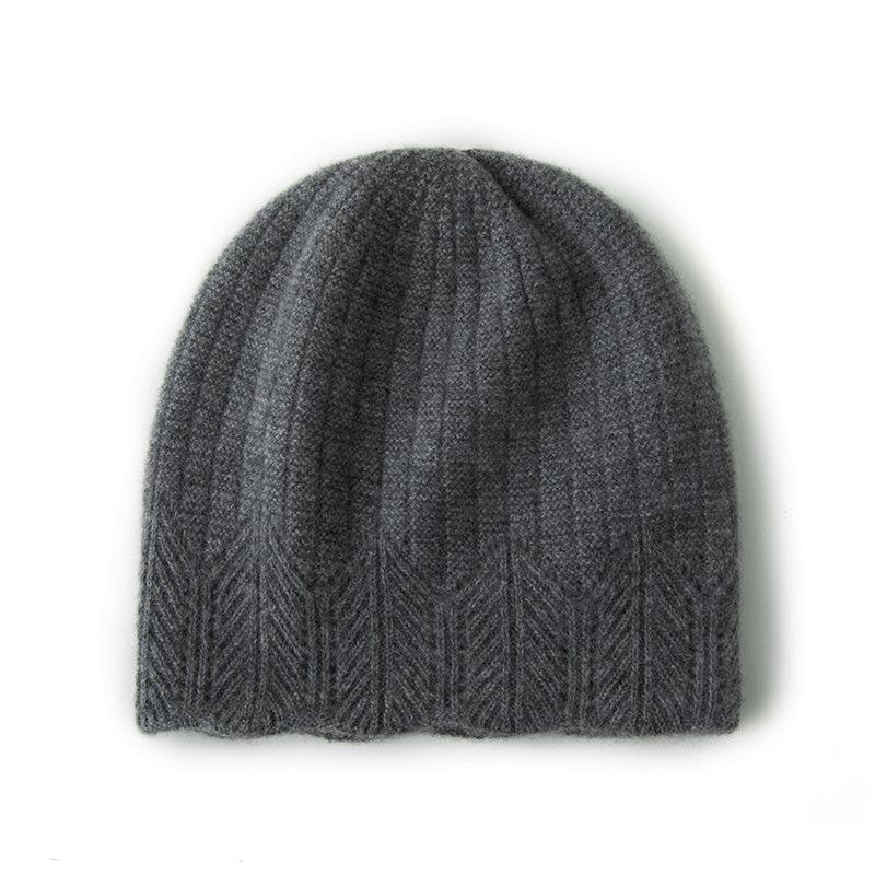 Cashmere Autumn and Winter New Women's High End Design Solid Color Jacquard Warm Ear Protecting Headscarf Knitted Hat