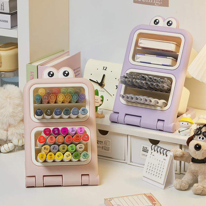 Наклонный держатель для ручек, подставка для канцелярских товаров, органайзер для хранения косметики, настольный органайзер для общежития колледжа, офиса, школы