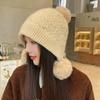 Новая осенне-зимняя женская теплая толстая вязаная шапка, модная милая ветрозащитная шапка, уличная однотонная велосипедная шапка-ушанка