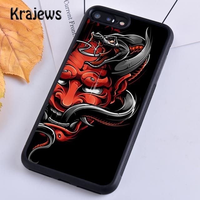 Krajews Японская маска Ханья Чехол для телефона Cover For iPhone 17 Air 16 15 14 plus 11 12 13 pro max Plus coque Shell Fundas