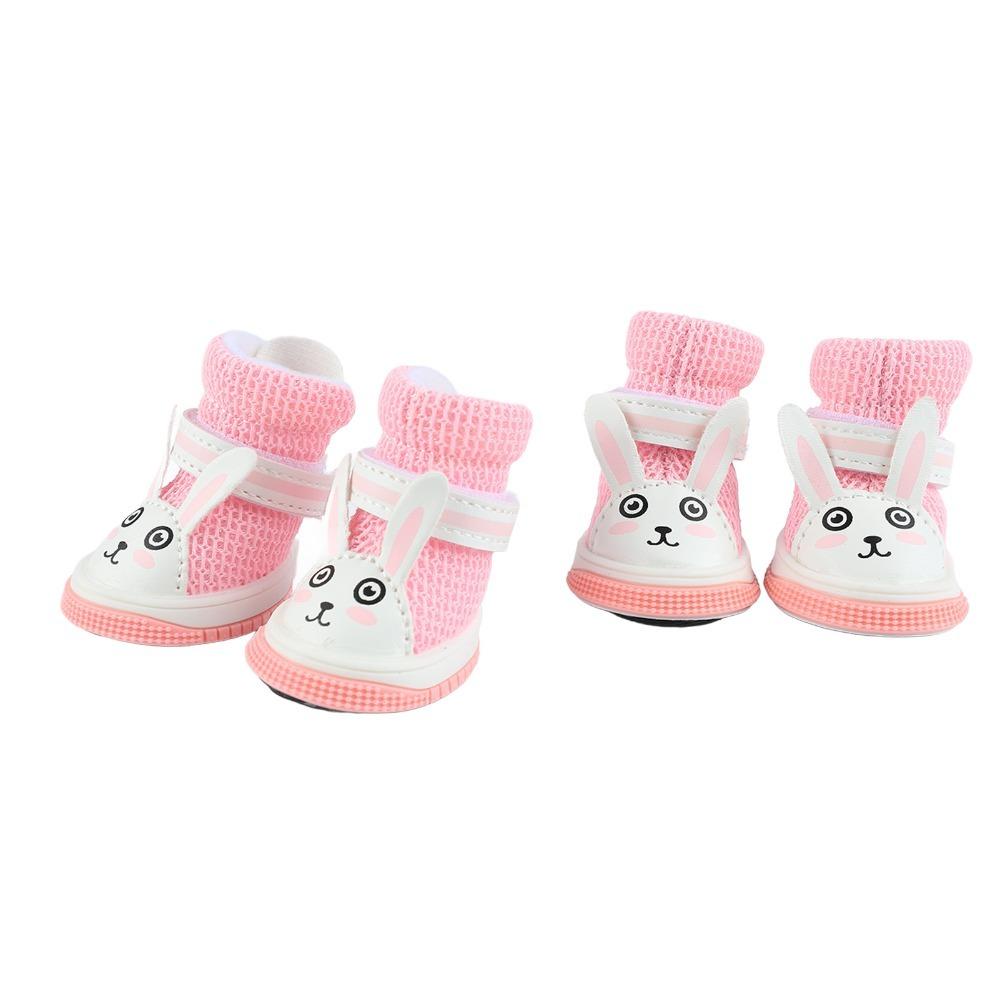 4 pcs Adjustable Strap Dog Boots Breathable Mesh Dog Sneakers Pet Footwear Indoor Home Use