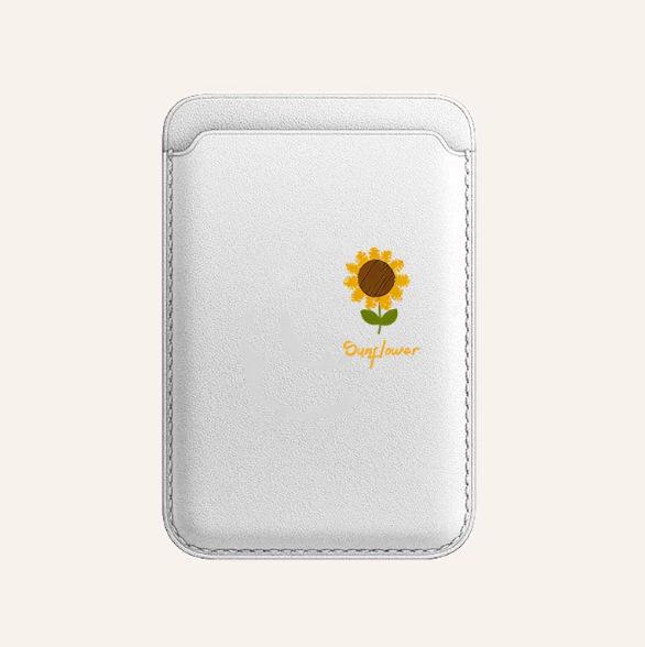 Кожаный держатель для карт MagSafe подсолнух и совместимый чехол для iPhone