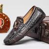 Первый слой коровьей кожи с тиснением под крокодила, туфли-бини большого размера, ленивые туфли для вождения, британская повседневная обувь, натуральная кожа, коровья кожа, мужская обувь