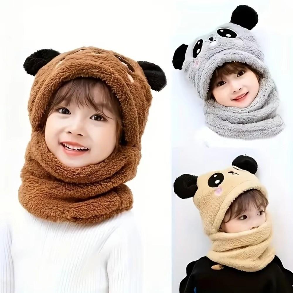 Cartoon Children Beanie Caps Fleece Warm Bonnet Scarf Fashion Kids Winter Hats for Girls Boys
