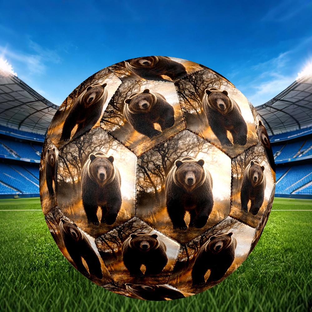 1pc Wild Bear Encounter Theme Soccer Ball Football, Size 5, Lightweight PVC, Outdoor Training Soccer Ball,Gift c6510