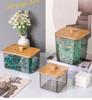 1 шт. Коробка для хранения гелевых шариков для стирки, Коробка для хранения стирального порошка, Отделочная коробка с бамбуковой крышкой, Бытовой настольный контейнер для ватных палочек
