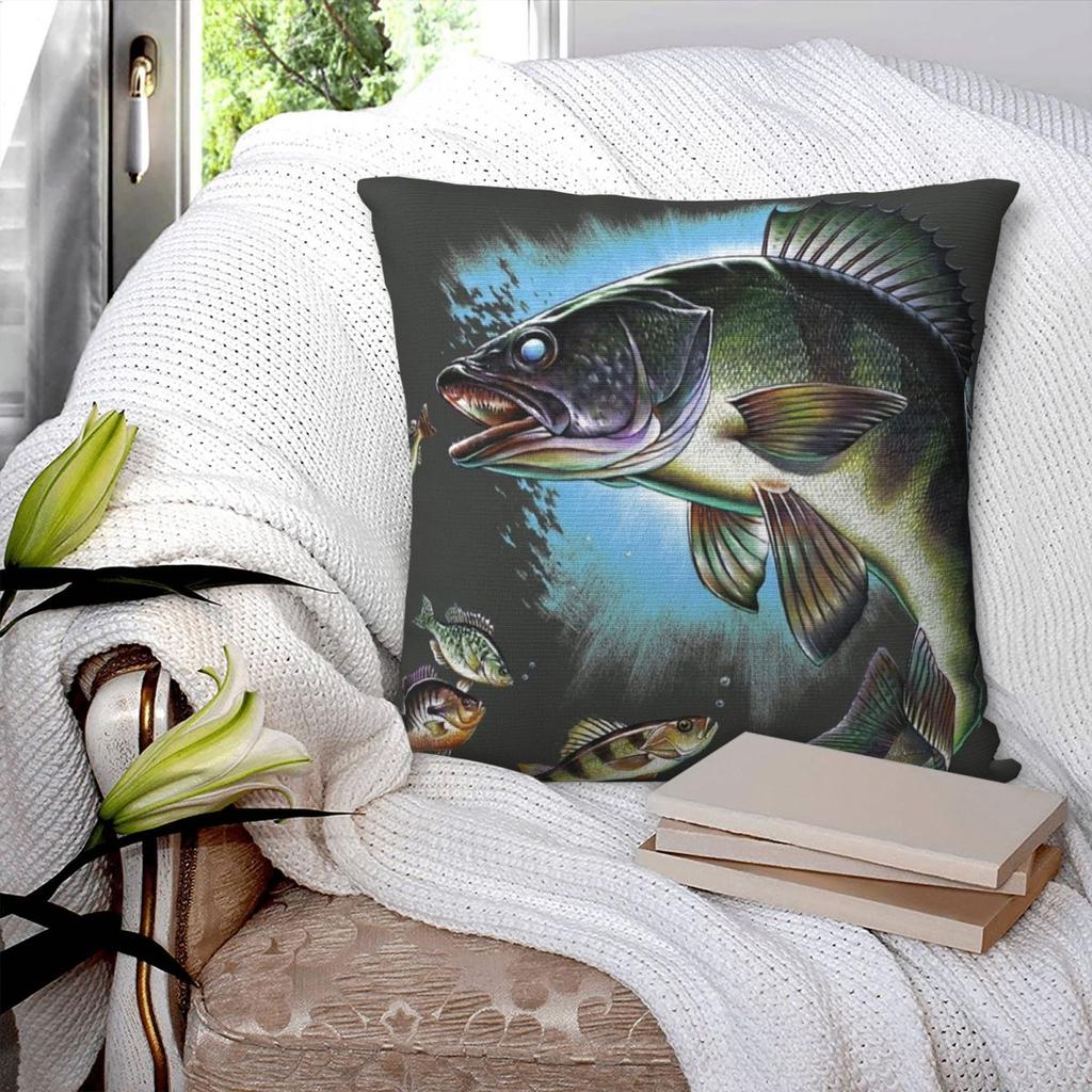 Vintage Fish Trout Pillow Cover Cartoon Fishes Cute Funny Pillow Case For Sofa Car Home Decor Cushion Cover SoftPillowcases Gift