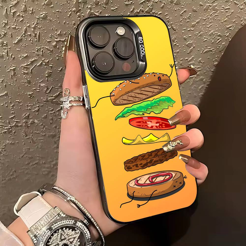 Милый и простой H-Гамбургер Чехол для телефона Для iPhone 17,16,15,14,13,12,11 Plus,Pro Max,XS,Цветной серебристый чехол для телефона