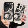 JT572 Бело-черный чехол с изображением космоса для iPhone 17 16 15 14 13 12 Pro Max, Samsung S26 S25 Ultra A17 A07 A56 A16 A15, Xiaomi 15T, Redmi 15c 14C.