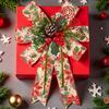 Christmas Tree Pendant Bow Large Champagne Christmas Wreath Bow Stunning Gift Bow Knot Wedding Mother Day Decoration
